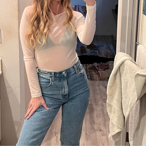 Tops - White Long‎ Sleeve Mesh Going Out Top